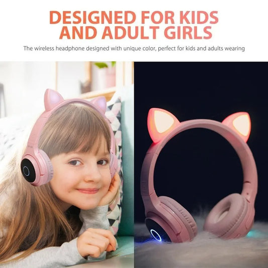 Pink Girl Wireless Headphones RGB