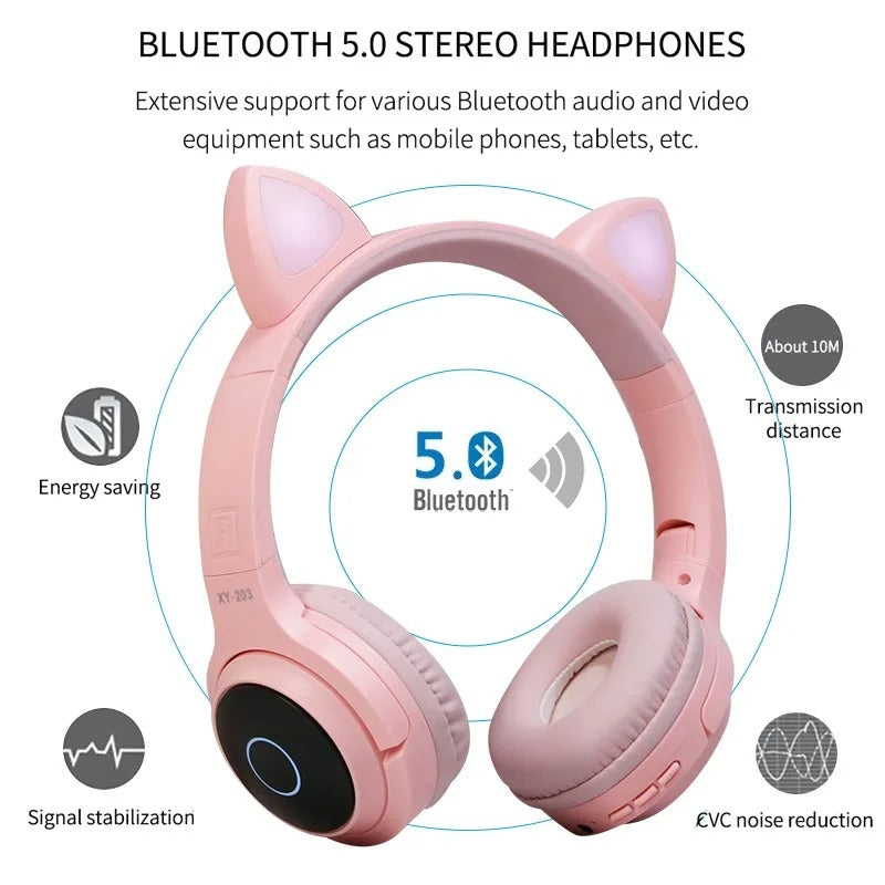 Pink Girl Wireless Headphones RGB