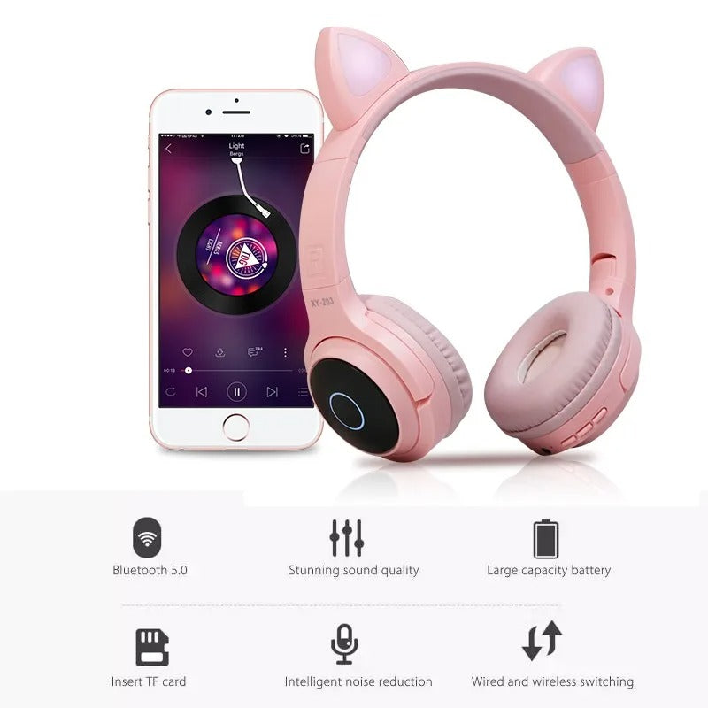 Pink Girl Wireless Headphones RGB
