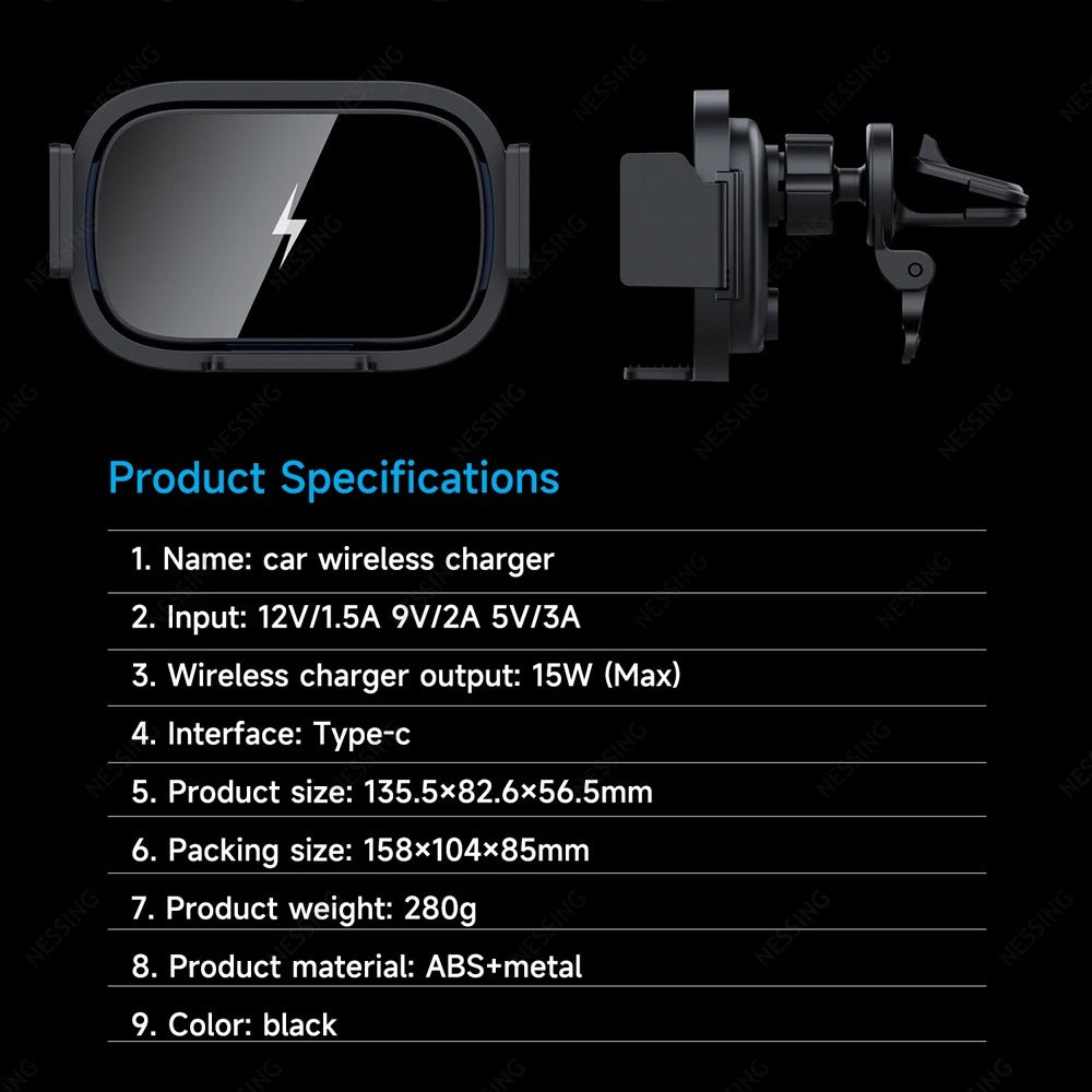 Automatic Clamping Wireless Car Charger